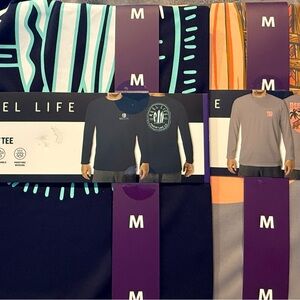 Men’s Long Sleeve Performance Tee - Teal & Navy Peach & grey
